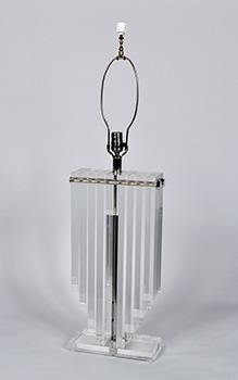 Pair of Lucite Lamps with Black Shades